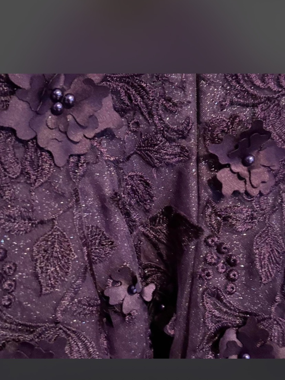 David's Bridal Plum Embroidered Floral Jacket